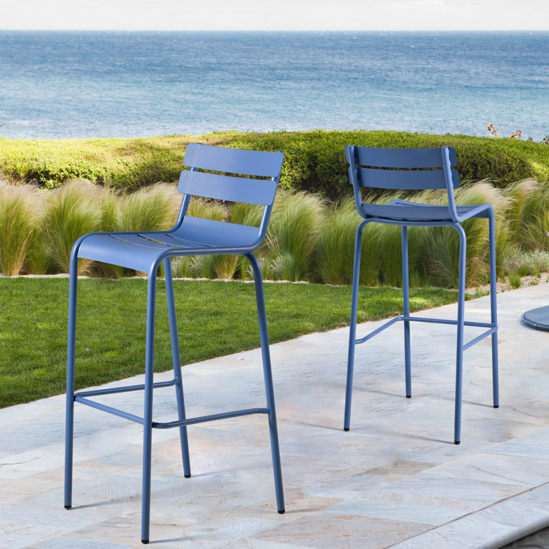 Tabouret d'extérieur Aalexus, Bleu, 31.4"