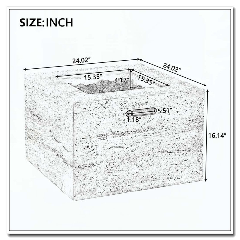 Outdoor Square Fire Pit, Beige