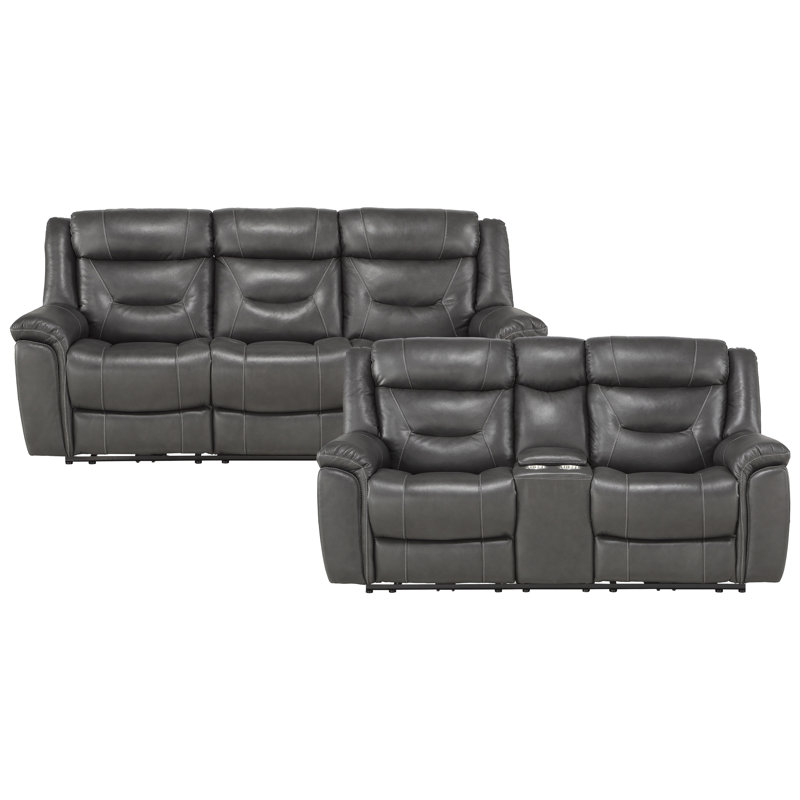 Canapé inclinable en cuir Robitaille, H 41 po x l 163,5 po x P 40 po, Cuir gris foncé assorti