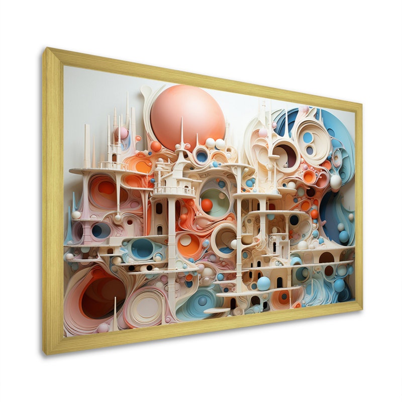 Pastel Dreamy Diorama - imprimé, H 24 po x l 32 po x P 1 po, Cadre doré à une seule photo