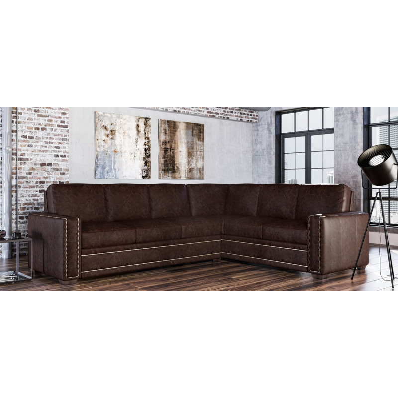 Canapé modulaire Albinca, Faisant face vers la gauche, Cuir véritable cognac