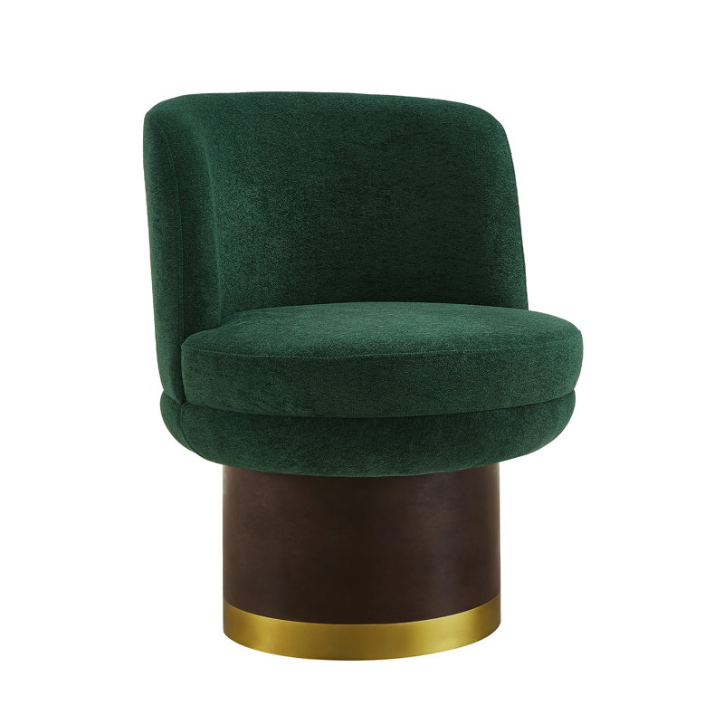 Merrick Modern Chenille 360° Swivel Accent Barrel Chair, Green