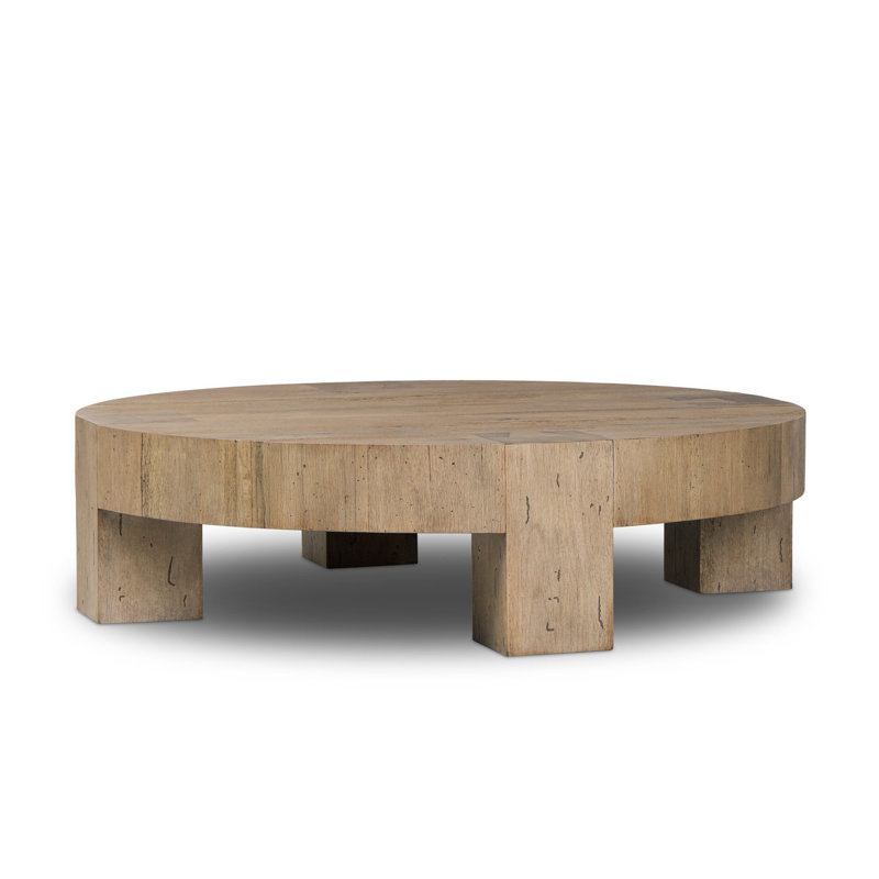 Abaso Round Coffee Table-Rustic Wormwood Oak, Rustic Wormwood Oak, 15" H x 55" W x 55" D