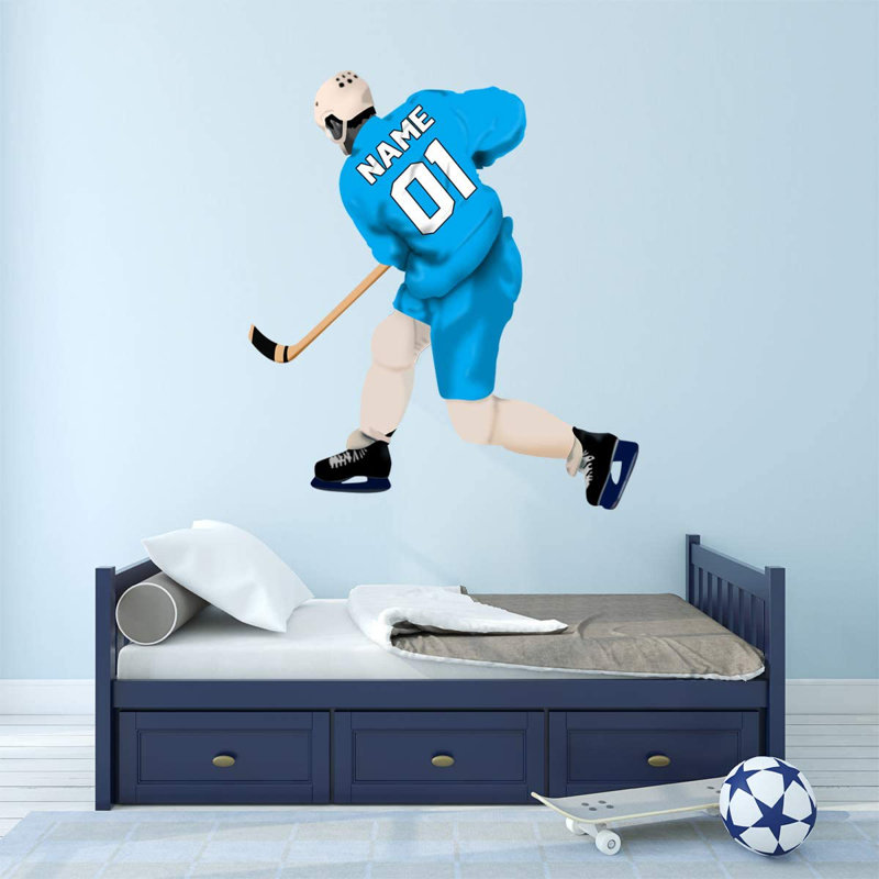 Sports Non-Wall Damaging Wall Decal, 27" H x 24" W, Sky Blue