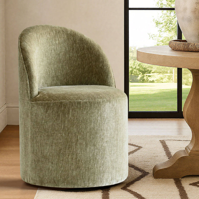 Chaise roulante rembourrée en chenille avec roulettes cachées, Vert sauge, 1