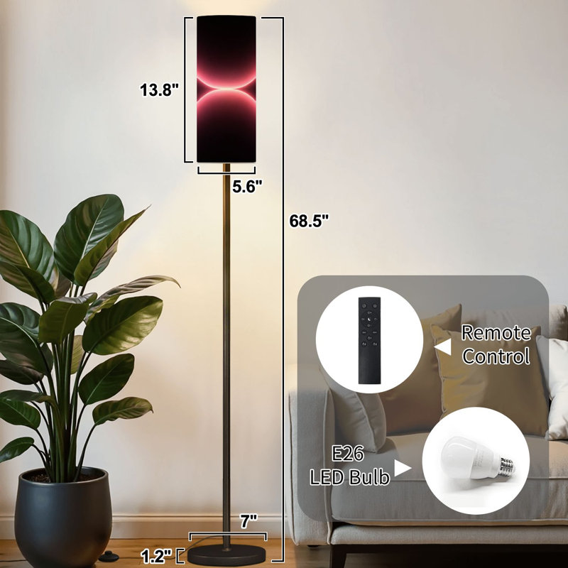 Lampe sur pied néon rose brillant abstrait sphérique formes lumineuses symétrique orbe à intensité variable moderne avec télécommande interrupteur au pied ampoule abat-jour grand poteau d'angle pour le salon chambre bureau