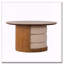 Table basse ronde en bois 31,5 "avec 3 tabourets gigognes en tissu Teddy, ensemble de table centrale multifonctionnel avec rangement caché Farmhouse