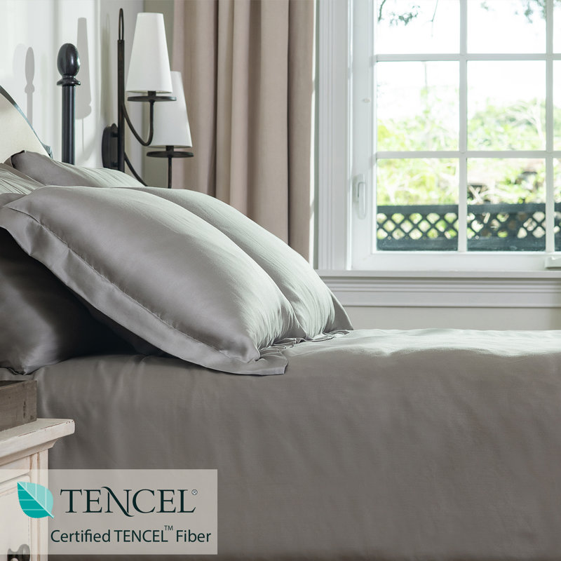 Ensemble de draps-housse rafraîchissants 100% eucalyptus Lyencell TENCEL ™ Delara - Doux, soyeux et respirant, Dove