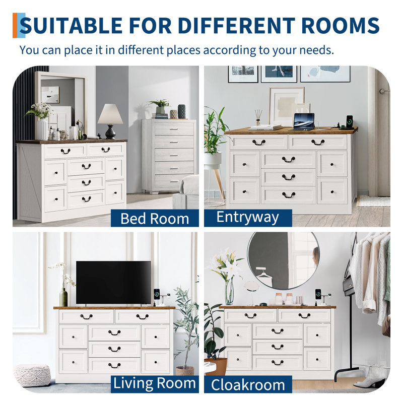 139.7 cm W Chest of 9 Drawers