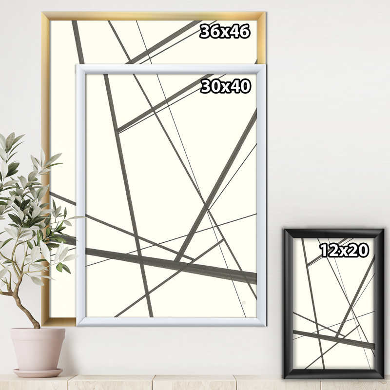 « minimaliste noir et blanc iv », impression sur toile, Cadre noir, H 40 po x l 30 po x P 1,5 po