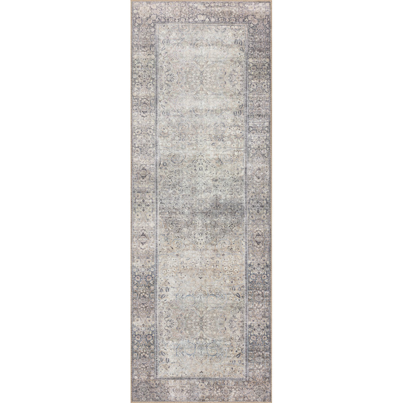 Tapis oriental gris / beige Georgitte, Tapis de couloir 2 pi x 5 pi