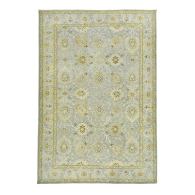 6X9 Fine Light-Blue Hand-Knotted Rug