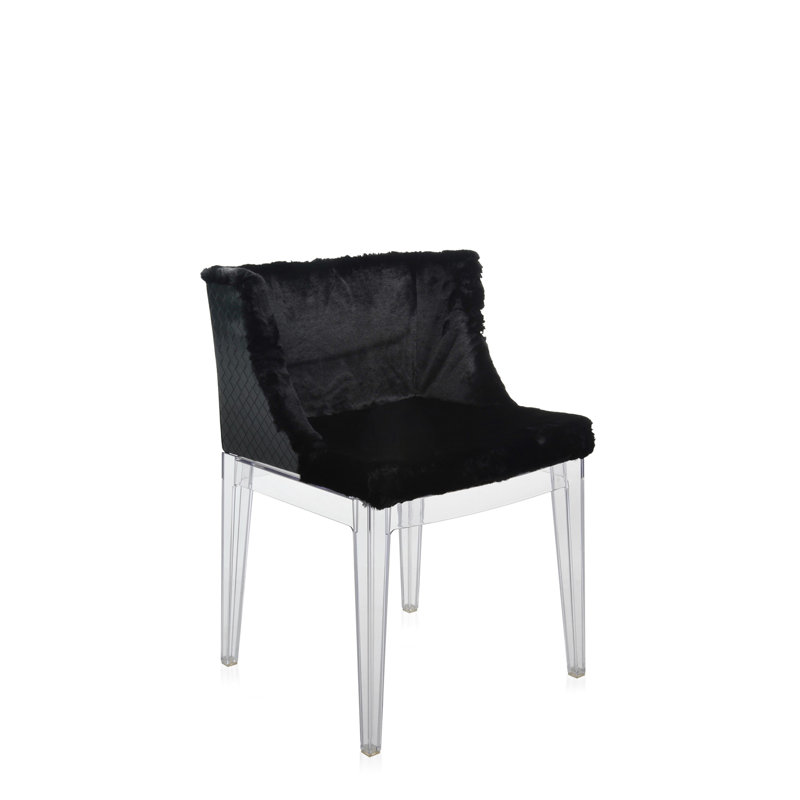 Mademoiselle Upholstered Armchair, Transparent, Black Faux Fur