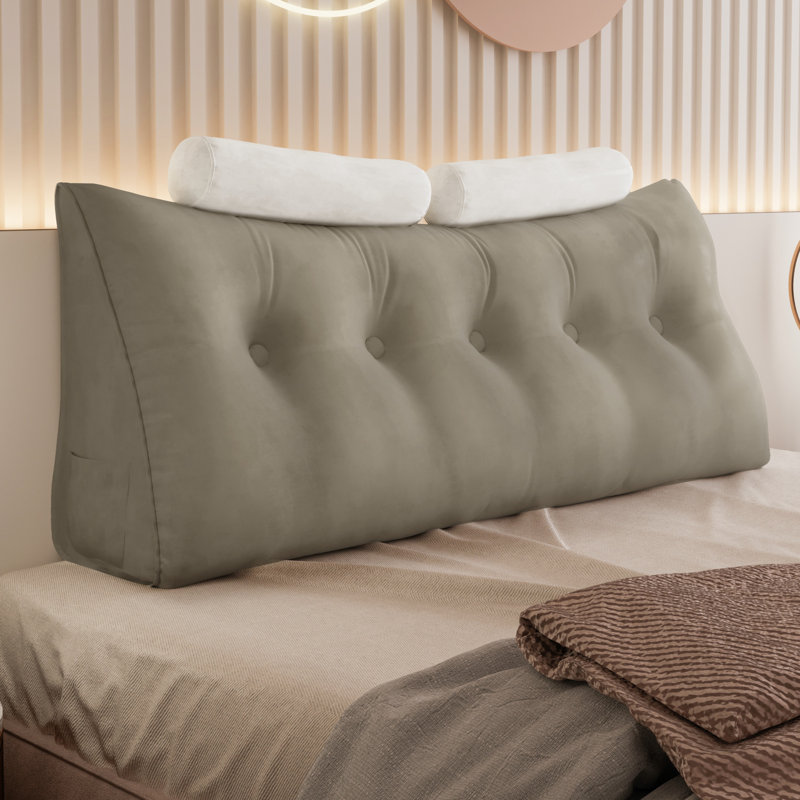 Coussin de lecture de tête de lit avec siège, Grand lit, Gris foncé