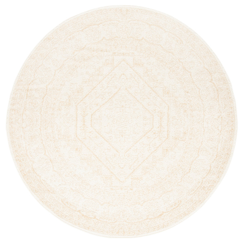 Tapis oriental ivoire / beige Wadlington, Rond 4 pi
