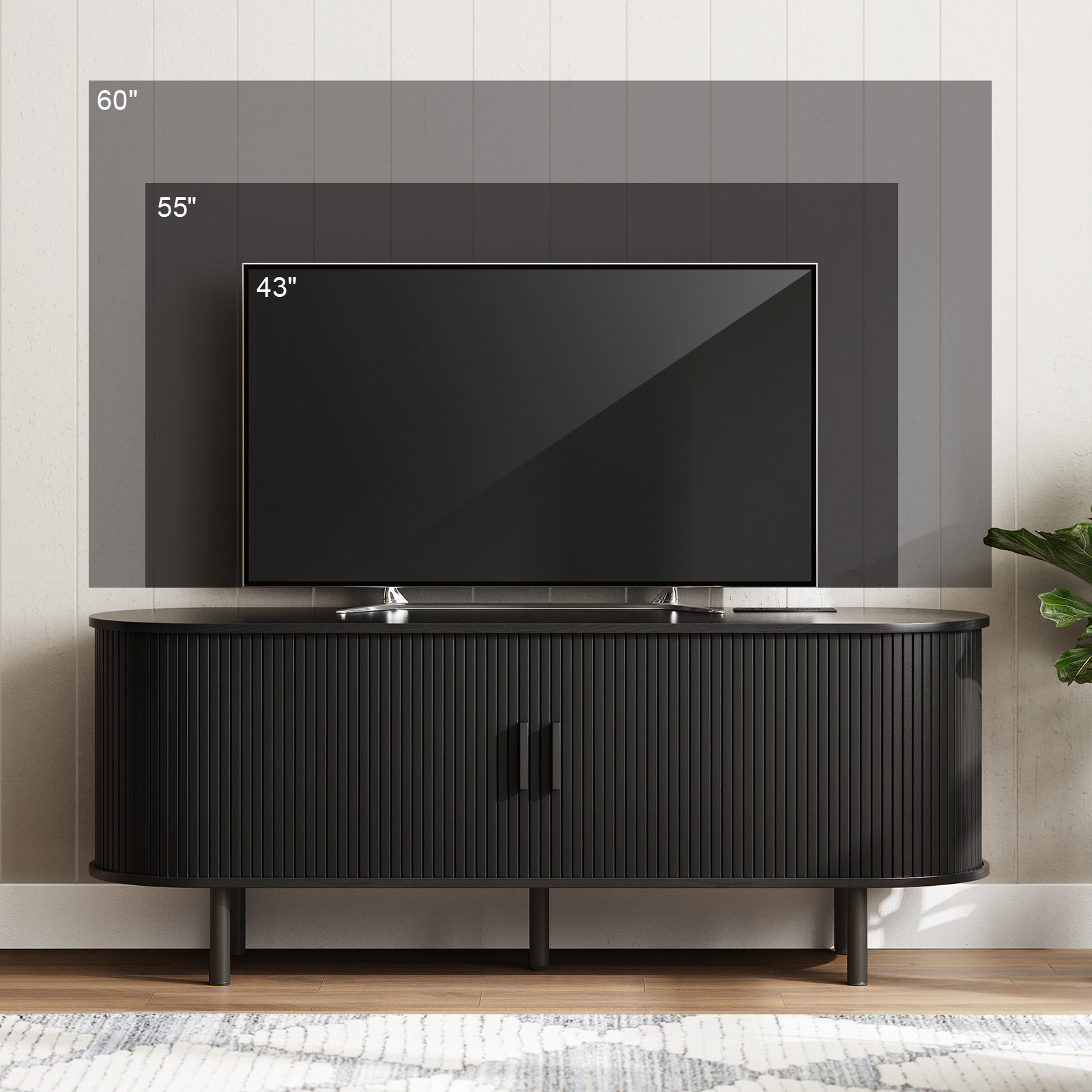 Jalonda Modern Wood TV Stand with Storage and Shelves to Fit up to 80" TVs
