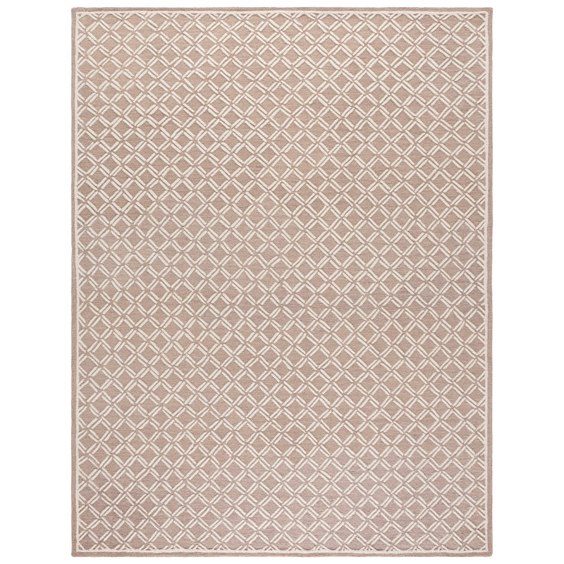 Genre 350 Hand Tufted Wool/Cotton Geometric Rug in Beige/Ivory, Rectangle 8' x 10'