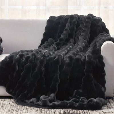 Soft Bubble Faux Fur Throw Blanket Luxury Plush Bedding Blankets for Couch, Bed, Gift