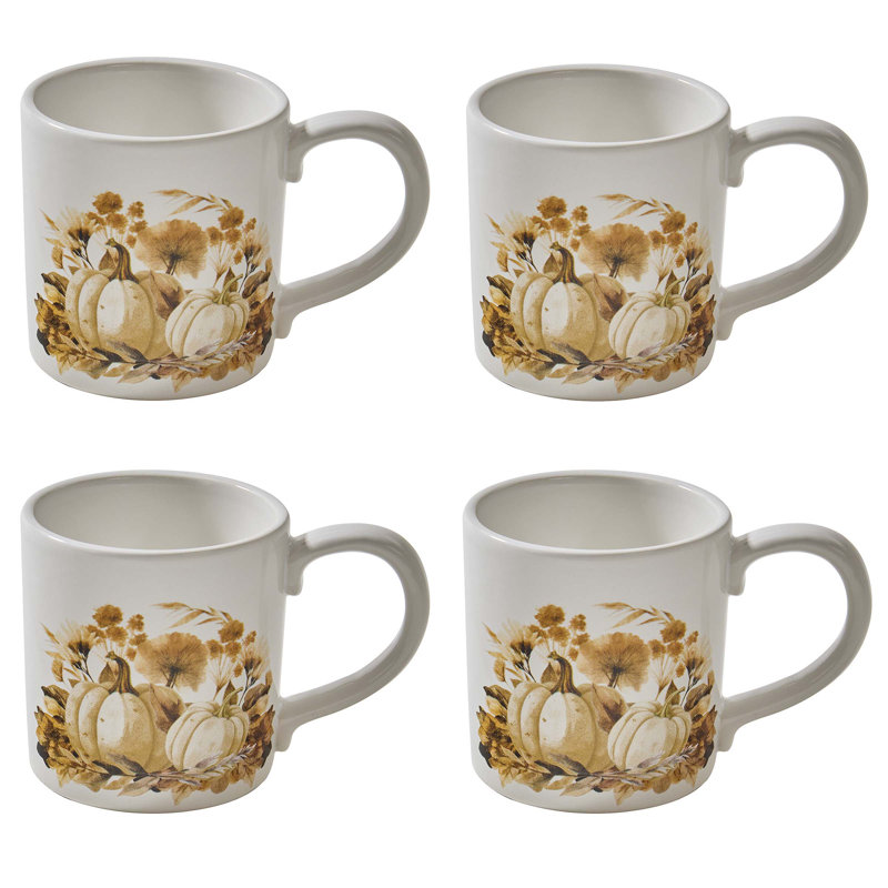  Ensemble de 4 tasses d'automne à récolte brune