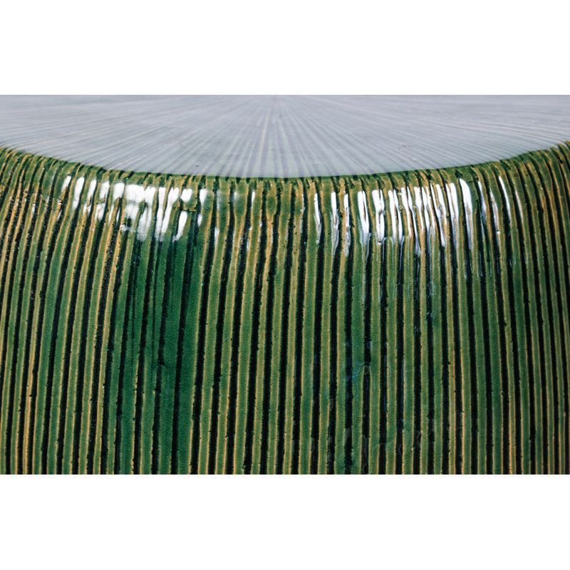 Tabouret d'appoint Sunburst, Texture émeraude lustrée