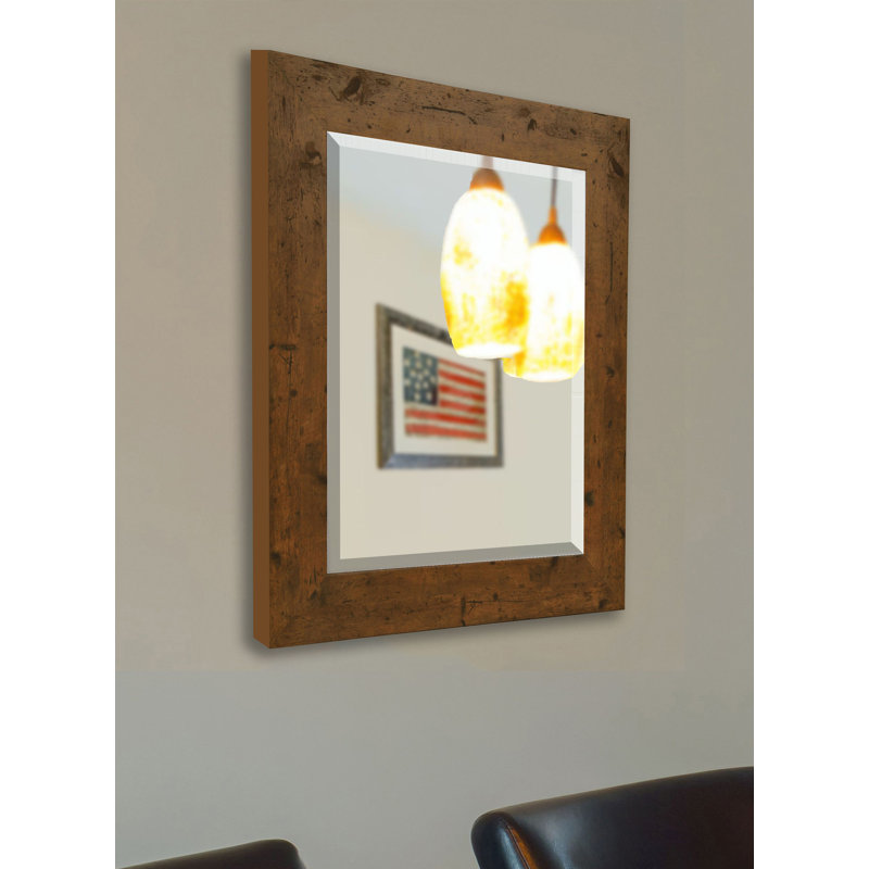 Miroir d'appoint Rustic, H 29,5 po x l 35,5 po, Noyer clair