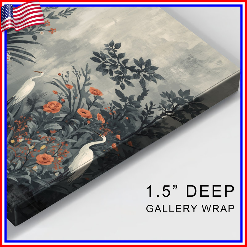 Toile tendue Egret In Floral Marsh, 12 x 12 pouces
