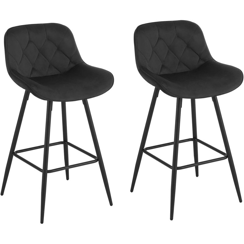 Agna Upholstered Counter Stool with Metal Frame, Black, 2