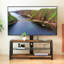 Meuble télé avec rangement en bois et plateau en verre trempé noir-129484091