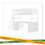 Lit mezzanine simple avec tiroirs, armoire, tablettes et bureau, lit mezzanine en bois avec bureau
