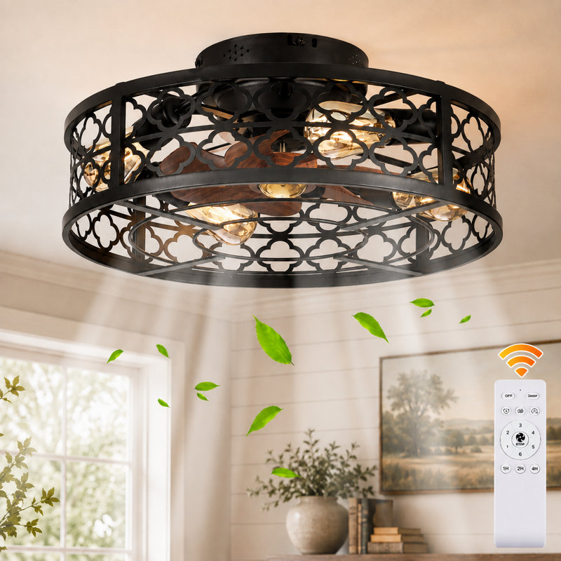 Ventilateur de plafond réversible en cage 20 po avec ensemble d'éclairage et télécommande Farmhouse