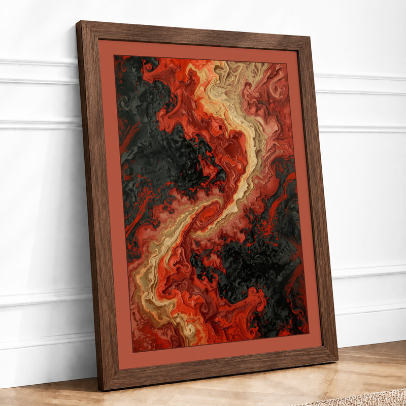 Molten Forms Abstract - Framed Print, A2 - 59.4 x 42.0 cm, Walnut