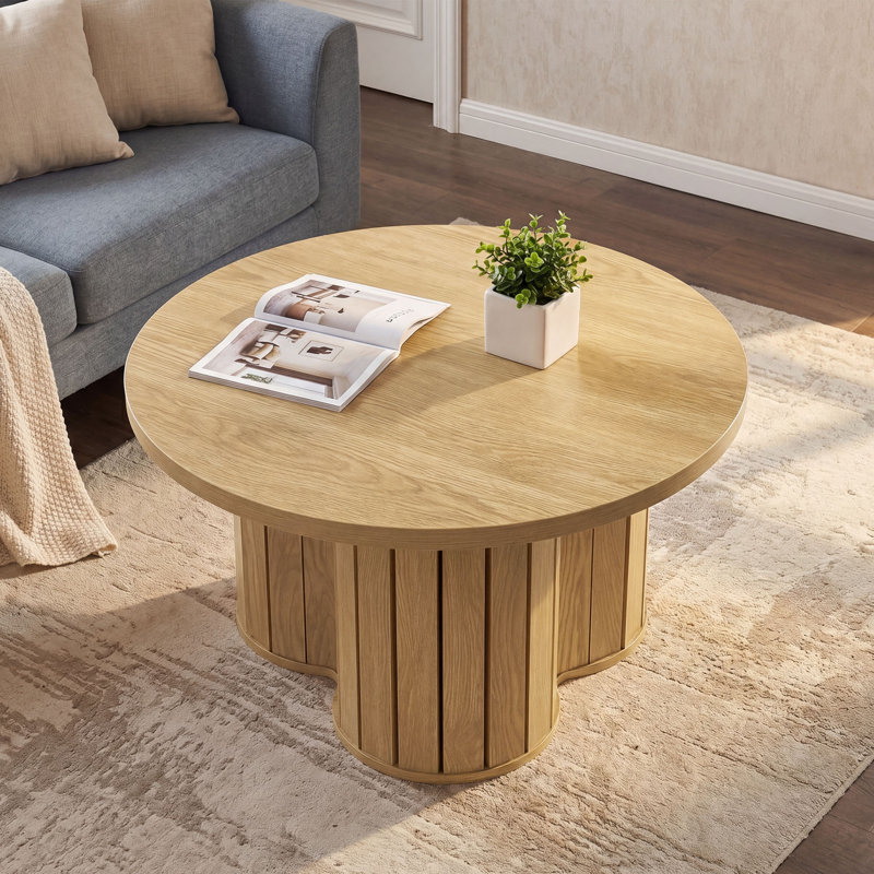 80 cm Wooden Round Coffee TableTable for Living Room