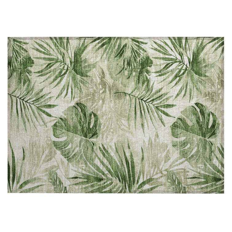 Machine Washable Indoor/Outdoor Xhevrie Aloe Rug