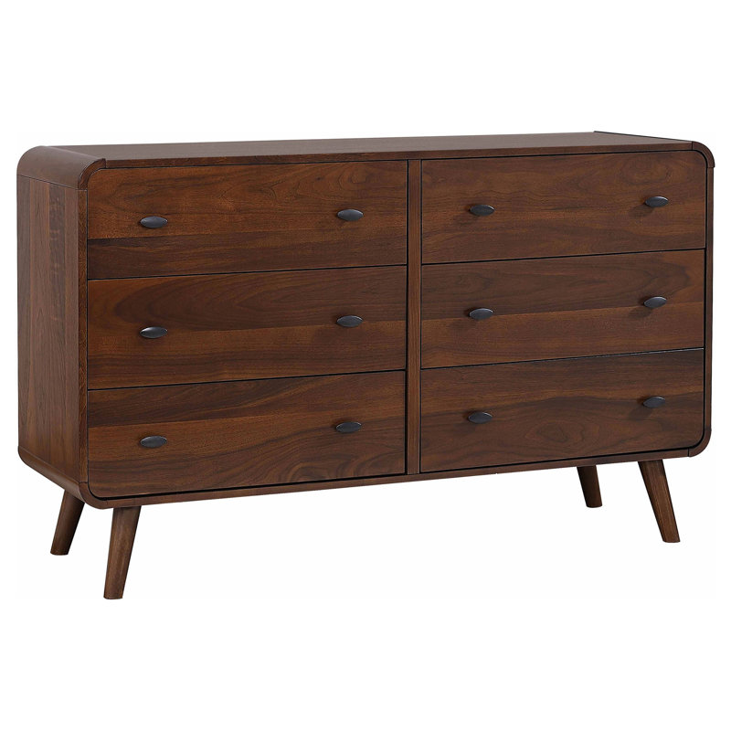 Commode de chambre à 6 tiroirs Winston, Noyer foncé