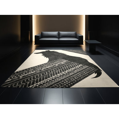 Tapis gris audacieux et éclectique moderne lavable à la machine Ulster