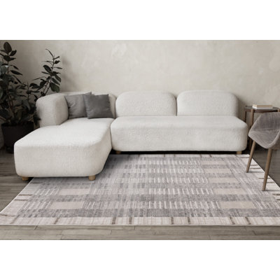 Kymani Geometric Gray Cream Tan Living Room 'Er Also Other Places Rug
