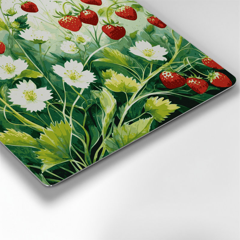 Art mural en métal Botanical Wild Strawberry Green, H 144 po x l 144 po x P 0,05 po