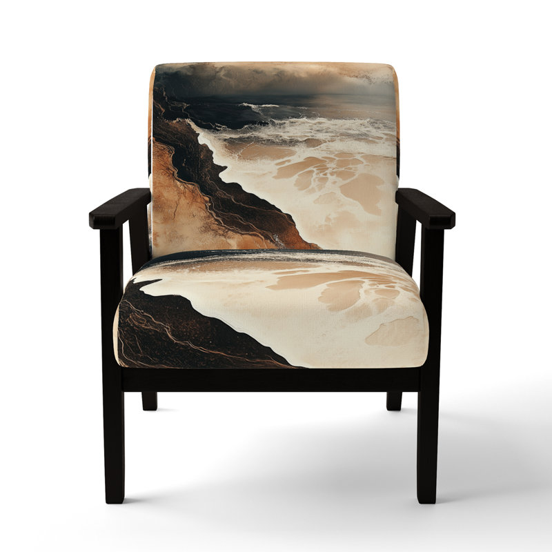 Chaise d'appoint Coastal Waves - Fauteuil Calal Costal, Sand and Beige, Black Square Arms
