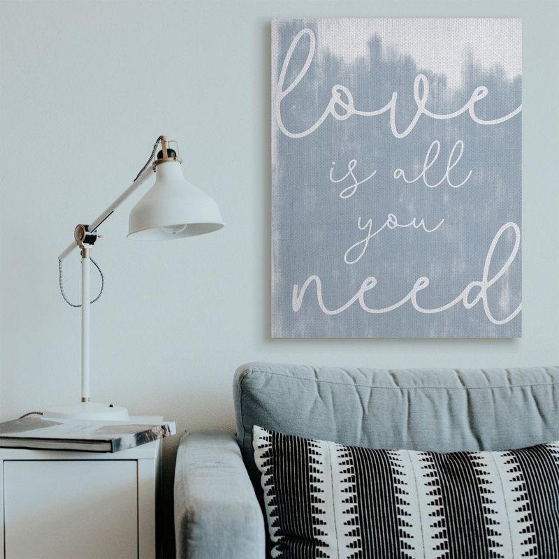 «Whimsical Love Is All You Need Script» par Becky Thorns - impression d'art graphique, Toile tendue, H 48 po x l 36 po