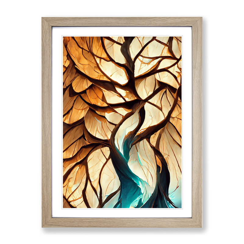Abstract Tree - Single Picture Frame Print, 34cm H x 25cm W x 2cm D, Oak Framed