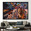 Ethnic African Jazz Music Wall Art Featuring Saxophone and Piano on Abstract Canvas