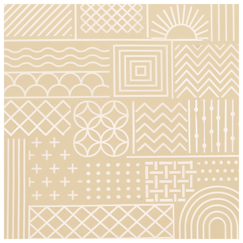 Beige Geometric Shapes Quilted Thin Bedspread, Full / Double