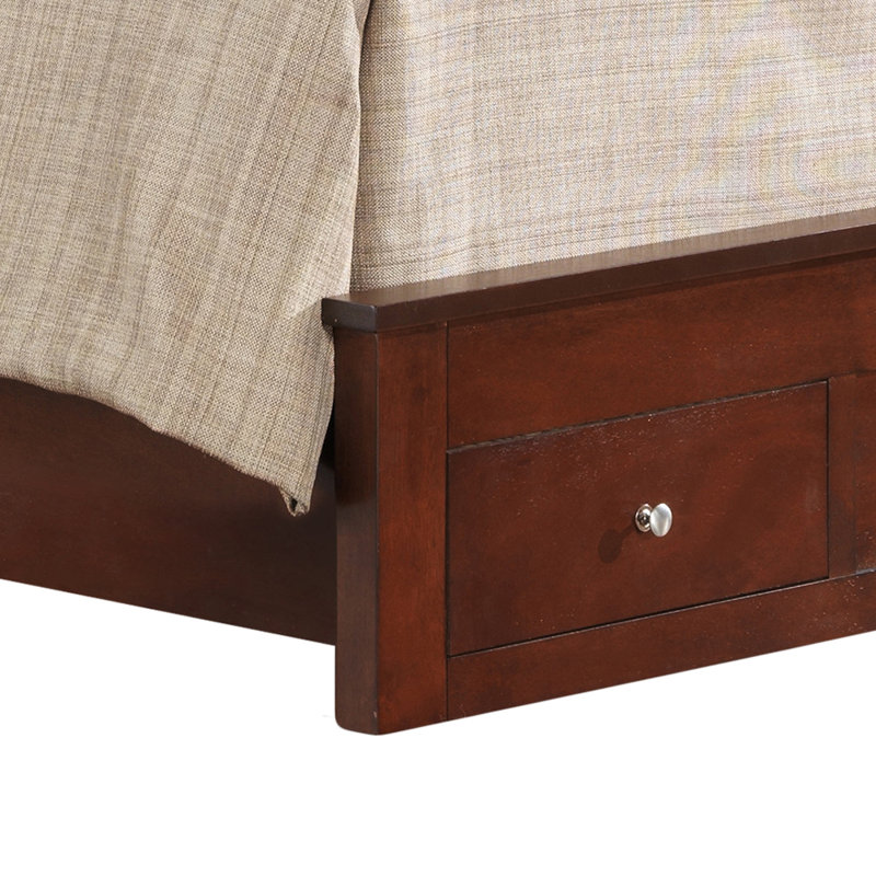 Lit simple avec rangement et sommier Burlington, cerisier, Lit simple, Cerisier