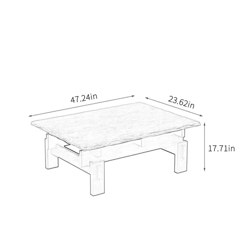 Table basse Wabi-sabi, H 17,71 po x L 47,24 po x l 23,62 po