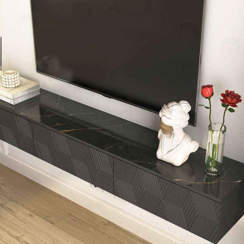 Meuble télé flottant avec DEL, Black