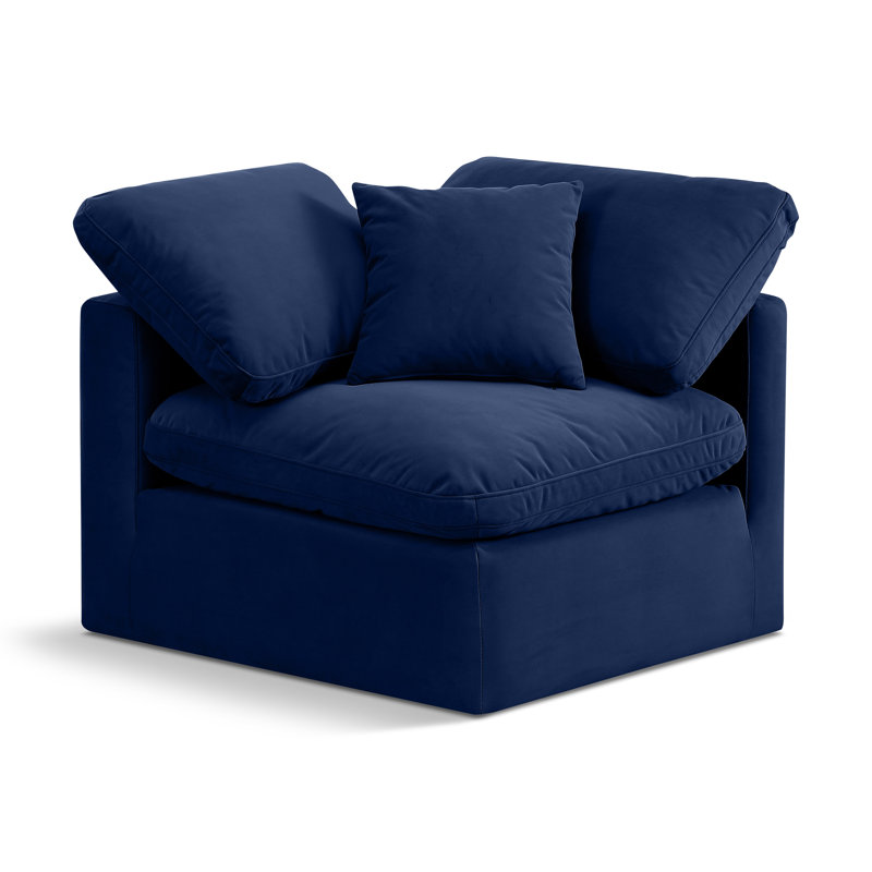 Musheerah Upholstered Accent Chair, Navy Velvet