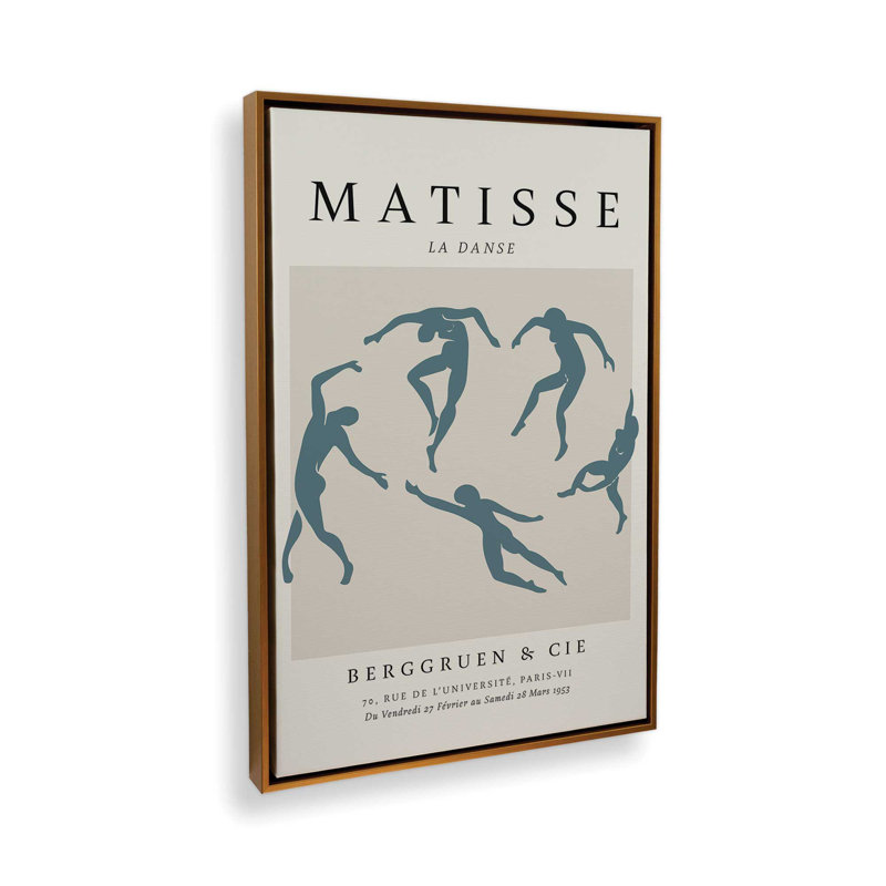 Matisse's La Danse en bleu minuit, H 48,75 po x l 32,75 po x P 1,75 po, Cadre flottant or poli
