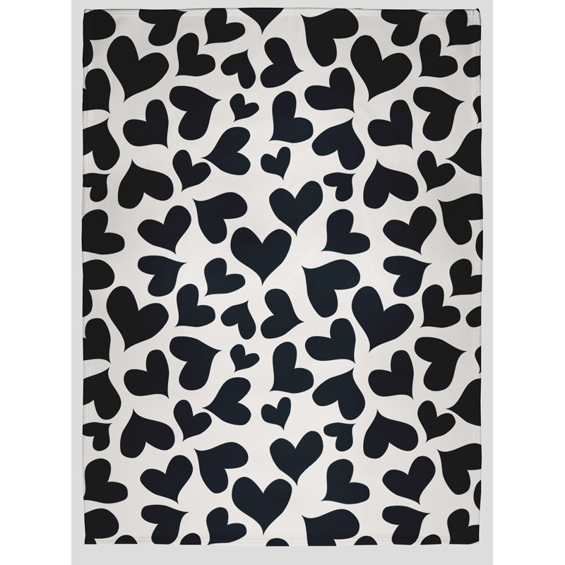 Jeté Saint-Valentin, Noir / blanc, L 50 po x L 60 po