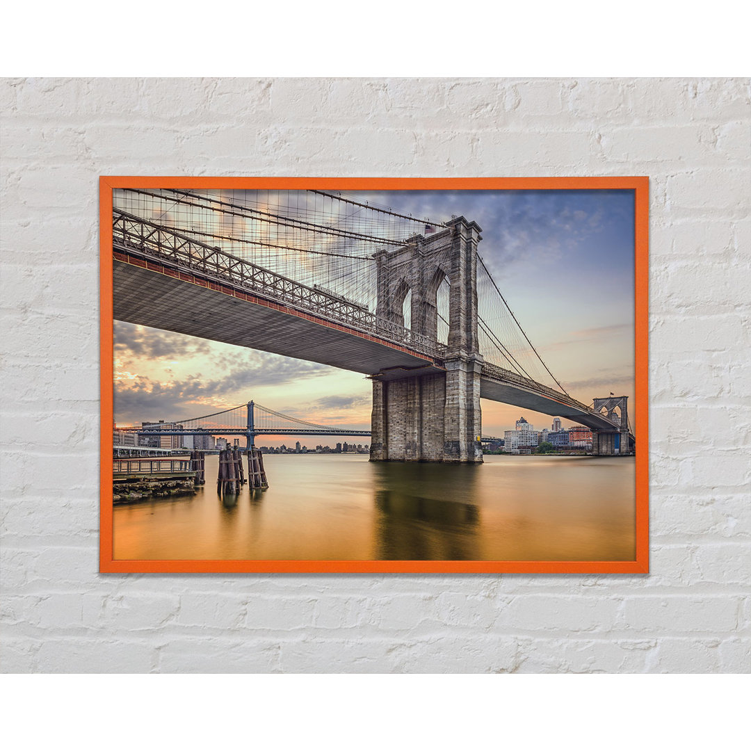 New York Bridge Orange River Gerahmter Druck