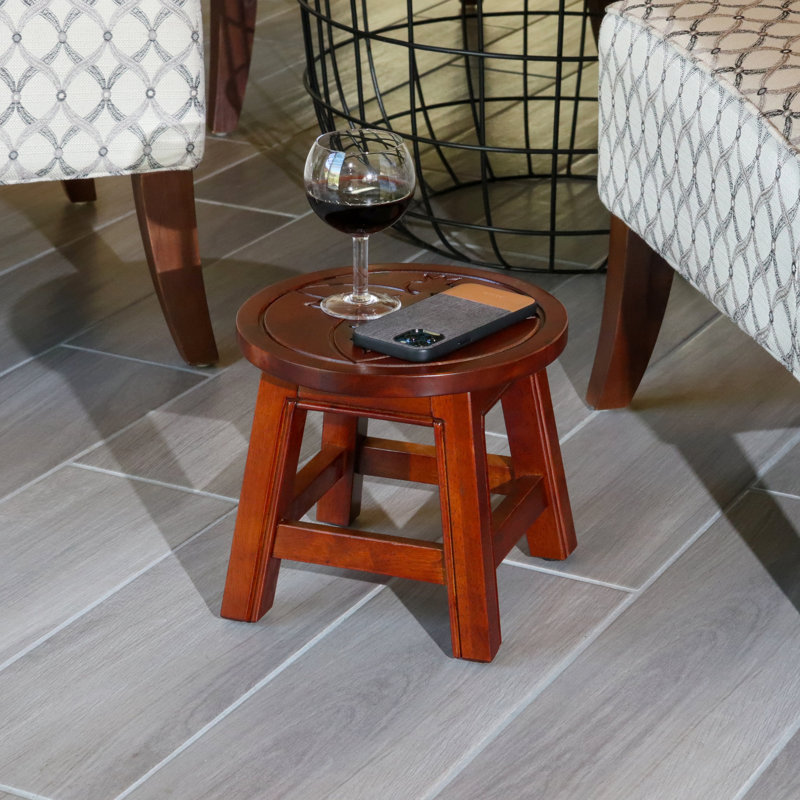 Rubberwood Step Stool, Cherry - Queen Bee For And Stylish Ottomans, Footrests ' Stools Compact, Cherry
